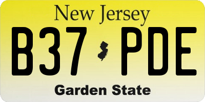 NJ license plate B37PDE