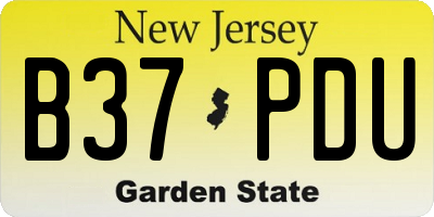 NJ license plate B37PDU