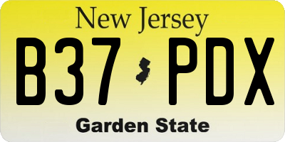 NJ license plate B37PDX