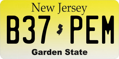 NJ license plate B37PEM