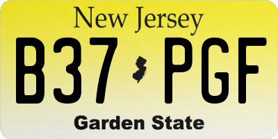 NJ license plate B37PGF