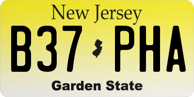NJ license plate B37PHA