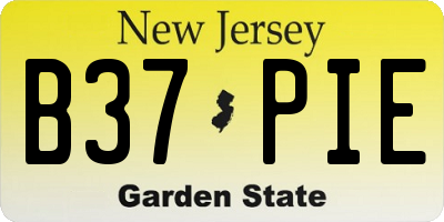 NJ license plate B37PIE