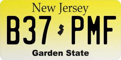 NJ license plate B37PMF