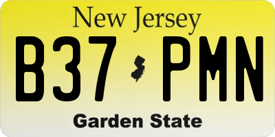 NJ license plate B37PMN