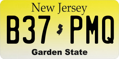 NJ license plate B37PMQ