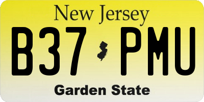 NJ license plate B37PMU
