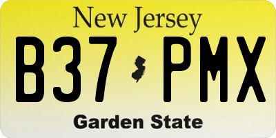 NJ license plate B37PMX