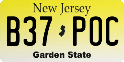 NJ license plate B37POC
