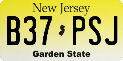 NJ license plate B37PSJ