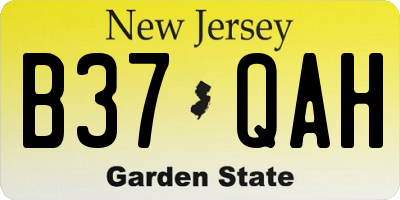 NJ license plate B37QAH