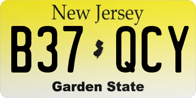 NJ license plate B37QCY
