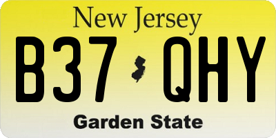 NJ license plate B37QHY