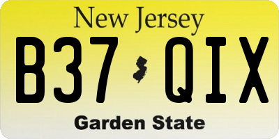 NJ license plate B37QIX