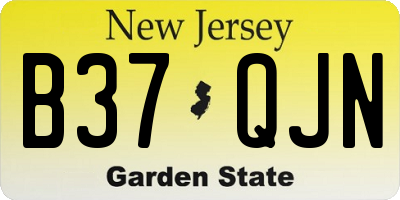 NJ license plate B37QJN