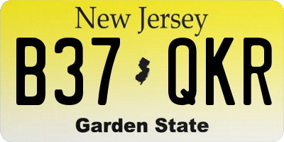 NJ license plate B37QKR