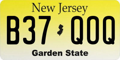 NJ license plate B37QOQ