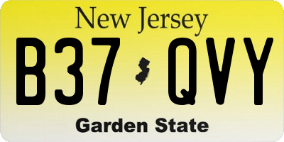 NJ license plate B37QVY