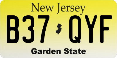 NJ license plate B37QYF