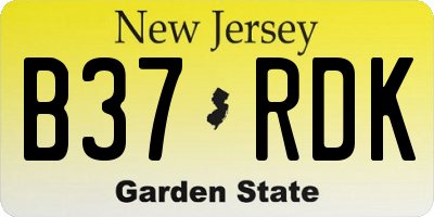 NJ license plate B37RDK