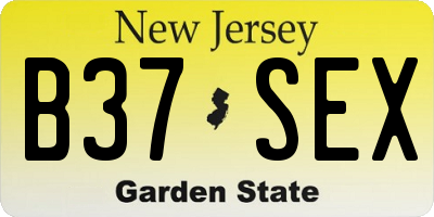 NJ license plate B37SEX