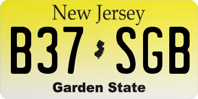 NJ license plate B37SGB