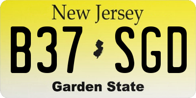 NJ license plate B37SGD