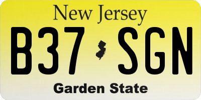 NJ license plate B37SGN
