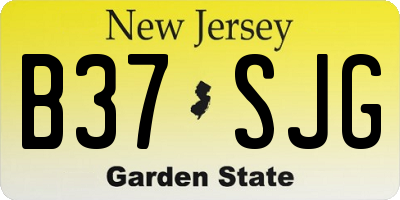 NJ license plate B37SJG