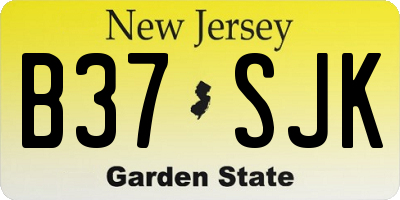 NJ license plate B37SJK