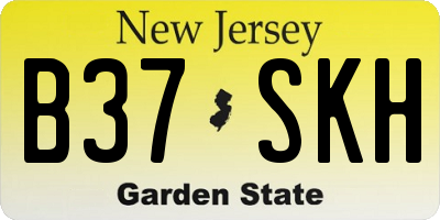 NJ license plate B37SKH