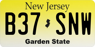 NJ license plate B37SNW