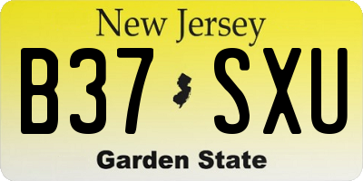 NJ license plate B37SXU