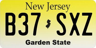 NJ license plate B37SXZ