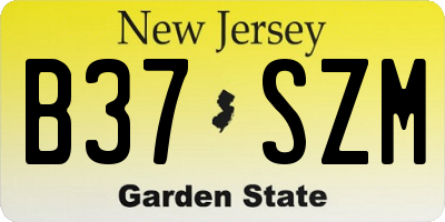 NJ license plate B37SZM