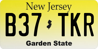 NJ license plate B37TKR