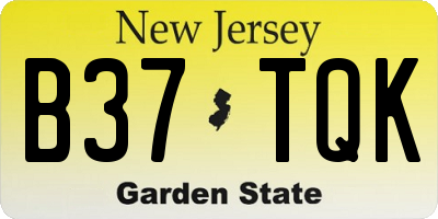 NJ license plate B37TQK