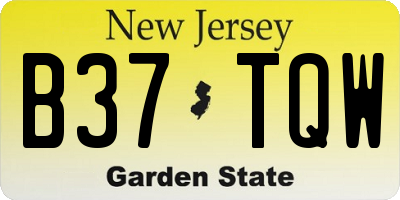 NJ license plate B37TQW