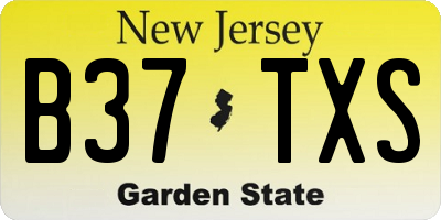 NJ license plate B37TXS