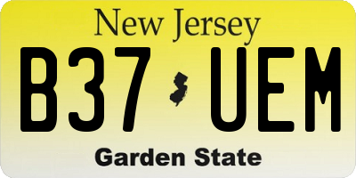 NJ license plate B37UEM