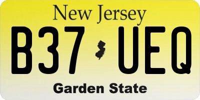 NJ license plate B37UEQ