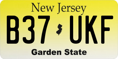 NJ license plate B37UKF
