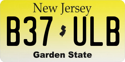 NJ license plate B37ULB