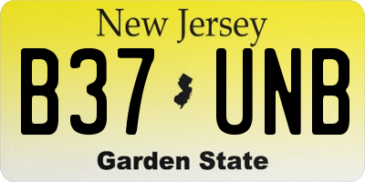 NJ license plate B37UNB