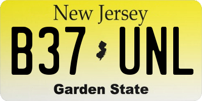 NJ license plate B37UNL