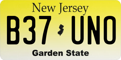 NJ license plate B37UNO