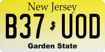 NJ license plate B37UOD