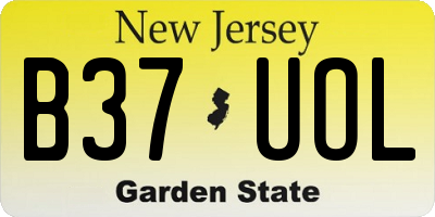 NJ license plate B37UOL