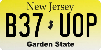 NJ license plate B37UOP