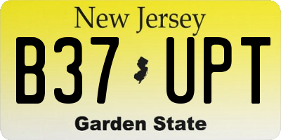 NJ license plate B37UPT